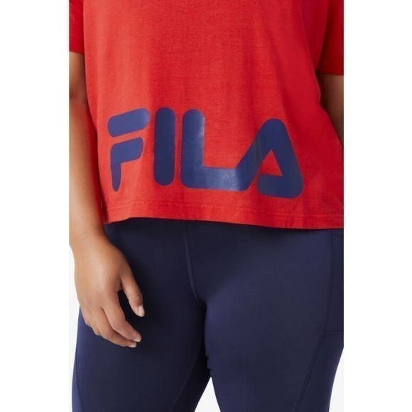 FILA Plus Size Cropped Logo Crewneck T-Shirt Red 3X NWT - Picture 4 of 11